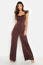 Load image into Gallery viewer, Polka Dot Satin Sweetheart Button Jumpsuit
