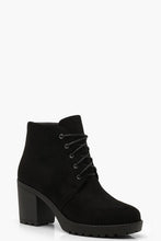 Load image into Gallery viewer, Lace Up Chunky Heel Hiker Boots
