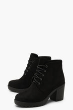 Load image into Gallery viewer, Lace Up Chunky Heel Hiker Boots
