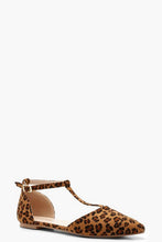 Load image into Gallery viewer, Leopard Print T Bar Pointed Flats
