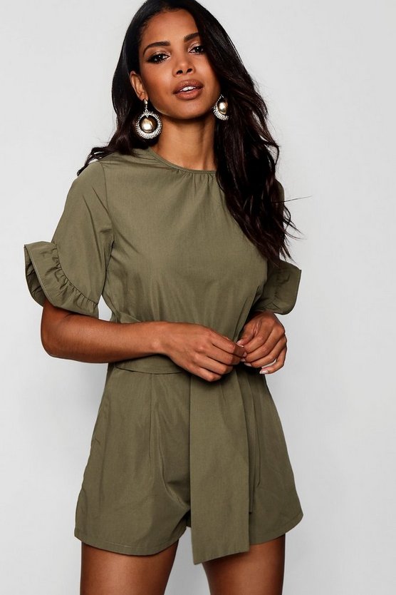 Safari Style Utility Tie Belt Romper