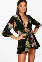 Load image into Gallery viewer, Oriental Kimono Style Belted Romper
