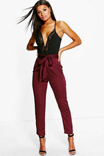 Load image into Gallery viewer, Tie Waist Woven Satin Slimline Pants
