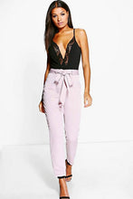 Load image into Gallery viewer, Tie Waist Woven Satin Slimline Pants
