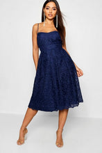 Load image into Gallery viewer, Boutique Embroidered Strappy Midi Skater Dress
