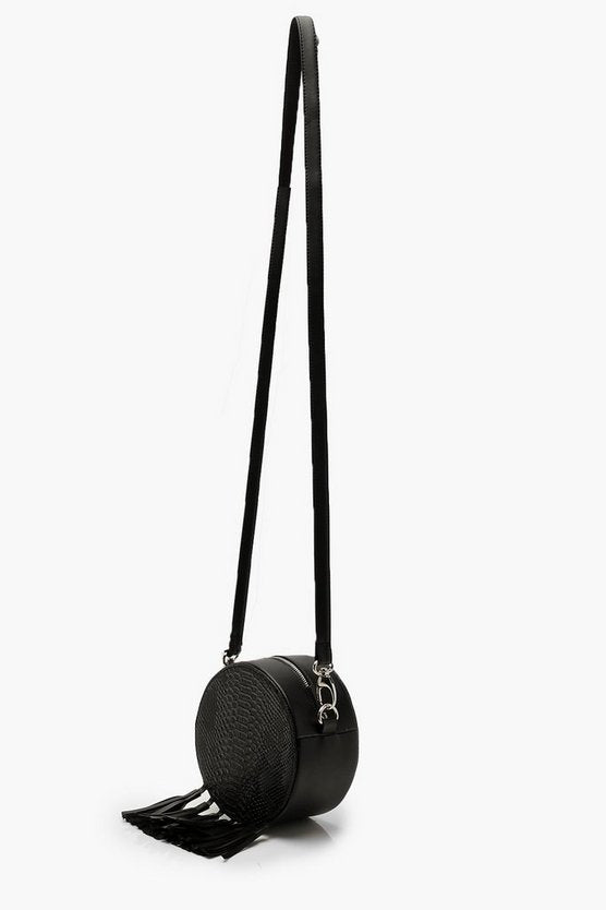 Snake Tassel Drum Cross Body Bag