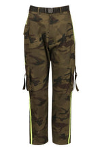 Load image into Gallery viewer, Cargo Camo Neon Panel Trousers
