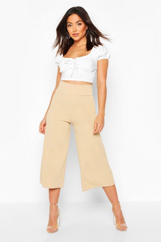 Deep Contour Waistband Wide Leg Culottes