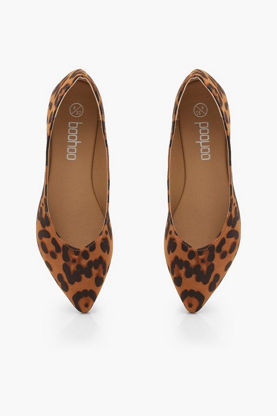 Wide Fit Leopard Pointed Ballets