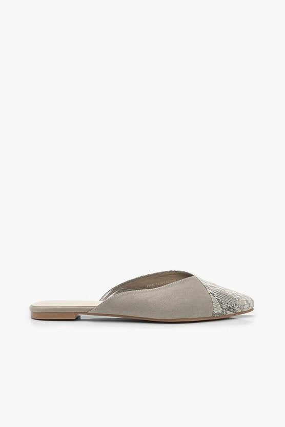 Snake Pointed Flat Mules