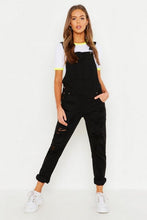 Load image into Gallery viewer, Distressed Leg Dungaree
