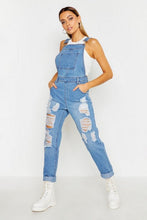 Load image into Gallery viewer, Distressed Leg Dungaree
