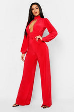 Load image into Gallery viewer, Gathered Keyhole Wide Leg Jumpsuit
