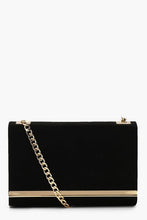 Load image into Gallery viewer, Structured Suedette Clutch Bag and Chain
