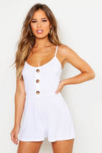 Load image into Gallery viewer, Petite Button Down Ribbed Cami Playsuit
