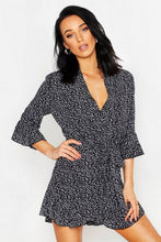 Load image into Gallery viewer, Petite Wrap Ruffle Floral Playsuit
