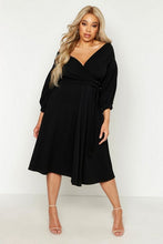 Load image into Gallery viewer, Plus Off Shoulder Wrap Midi Dress
