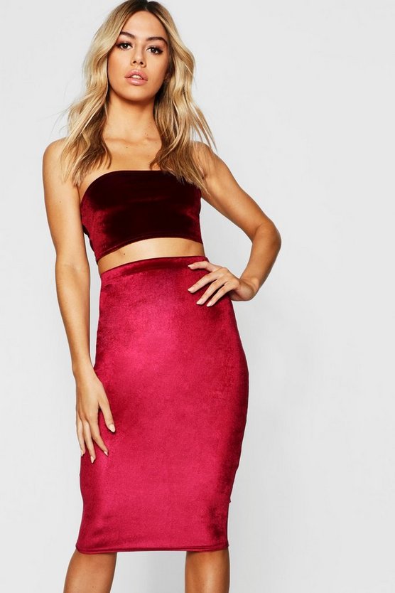 Petite Velvet Midi Skirt