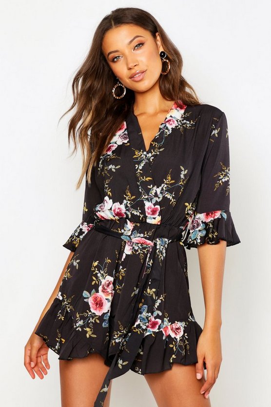 Tall Floral Ruffle Detail Romper